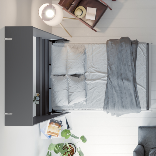 Billede af NORDIC skabsseng, høj model 140x200 cm - farve Skab: Antracit, Front: Hvid højglans