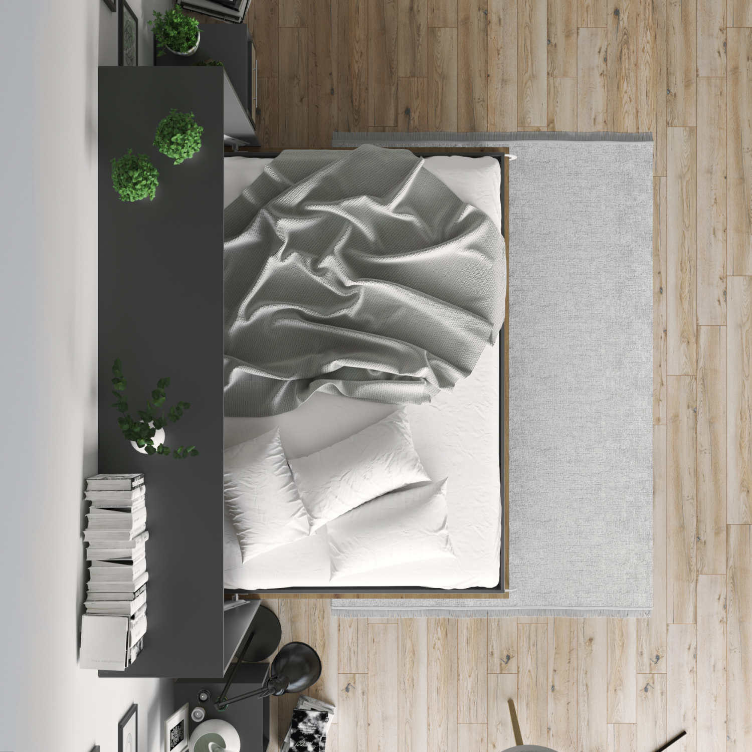Nordic Skabsseng Lav Model 140x200cm Farve Skab: Antracit Front: Vild