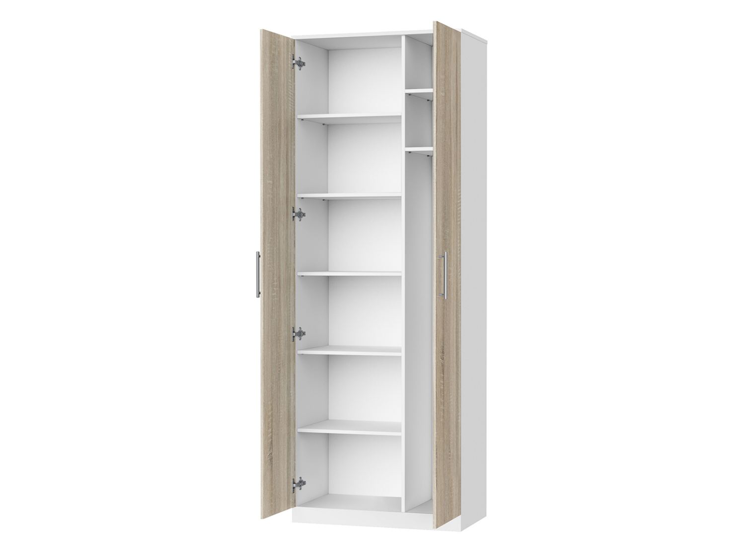 NORDIC skab, høj model, 80cm – farve Skab: Hvid, Front: Eg Sonoma