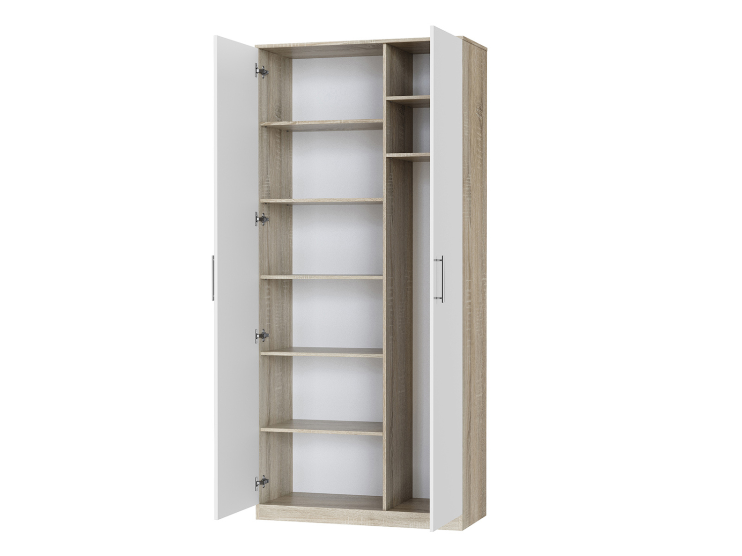 NORDIC skab, høj model, 100cm – farve Skab: Eg Sonoma, Front: Hvid