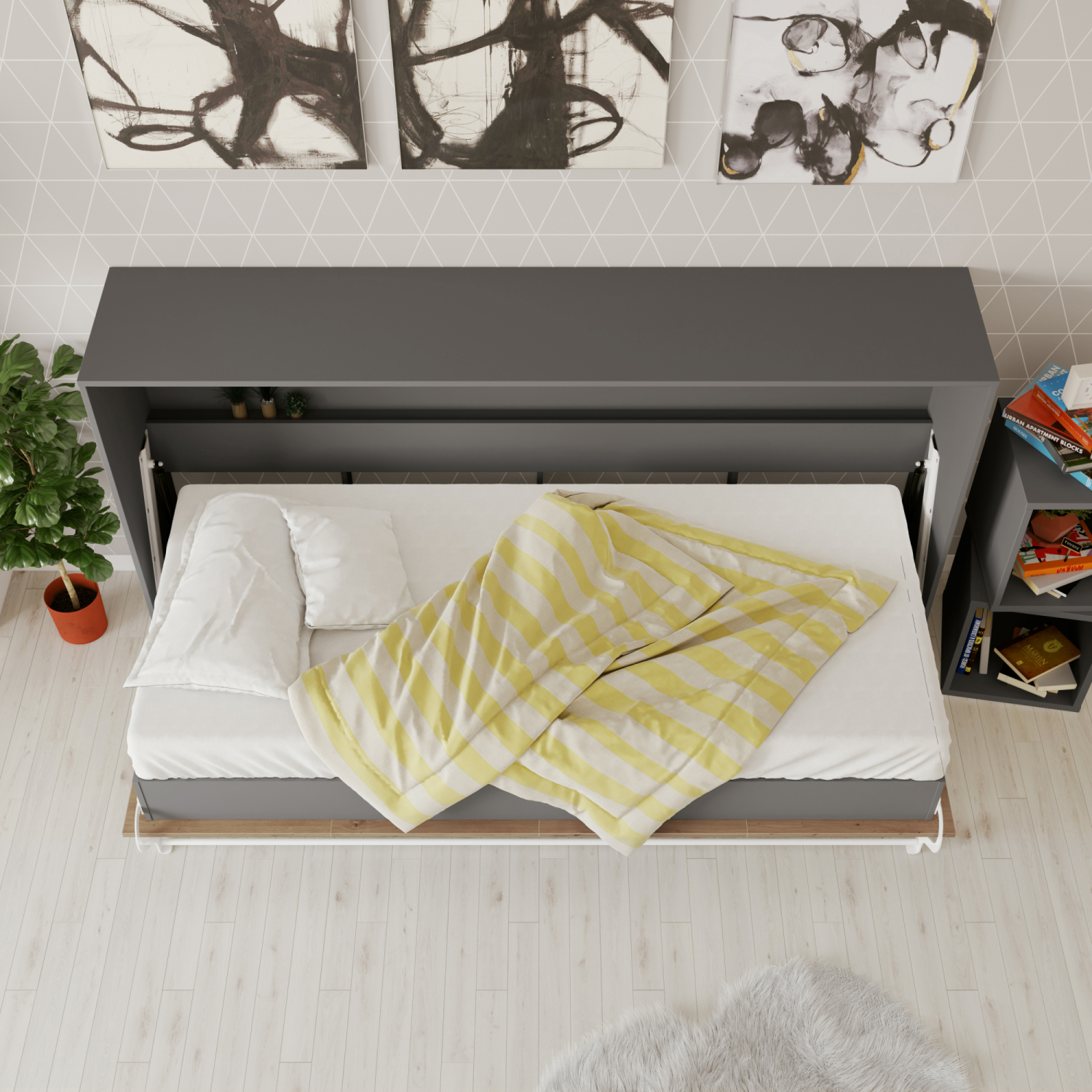 Nordic Skabsseng Lav Model 90x200 Farve Skab: Antracit Front: Sonoma