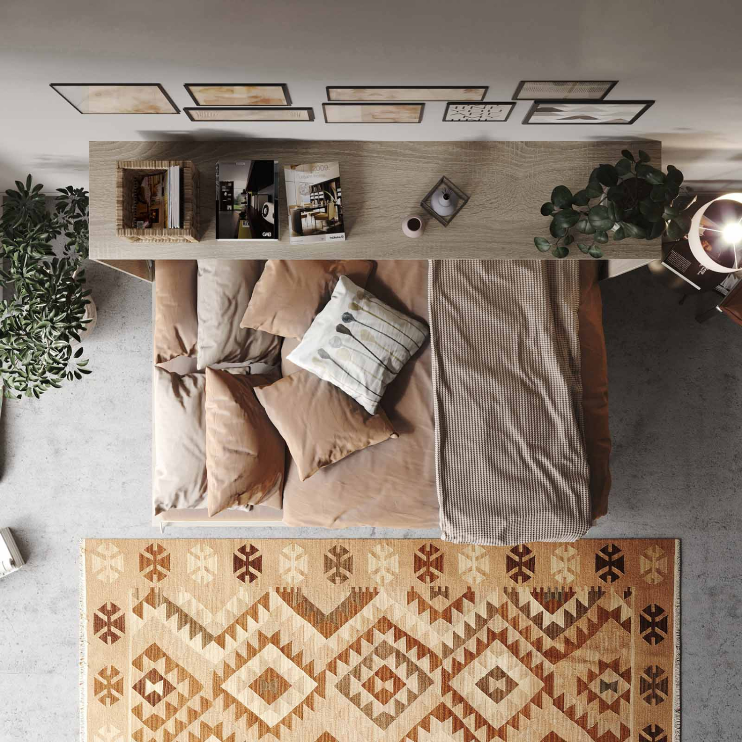 Nordic Skabsseng Lav Model 140x200cm Farve Skab: Sonoma Front: Beton