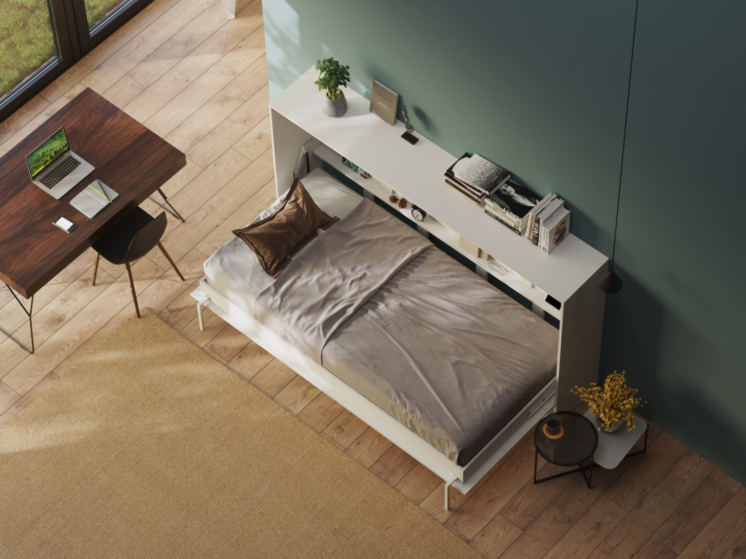 CLASSIC skabsseng, lav model 100x200cm – farve Skab: Hvid, Front: Hvid