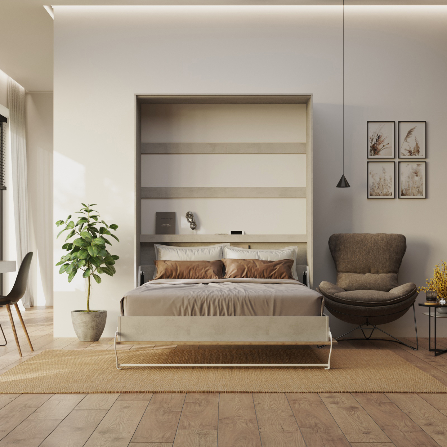 Nordic Skabsseng Høj Model 140x200 Farve Skab: Beton Front: Vild