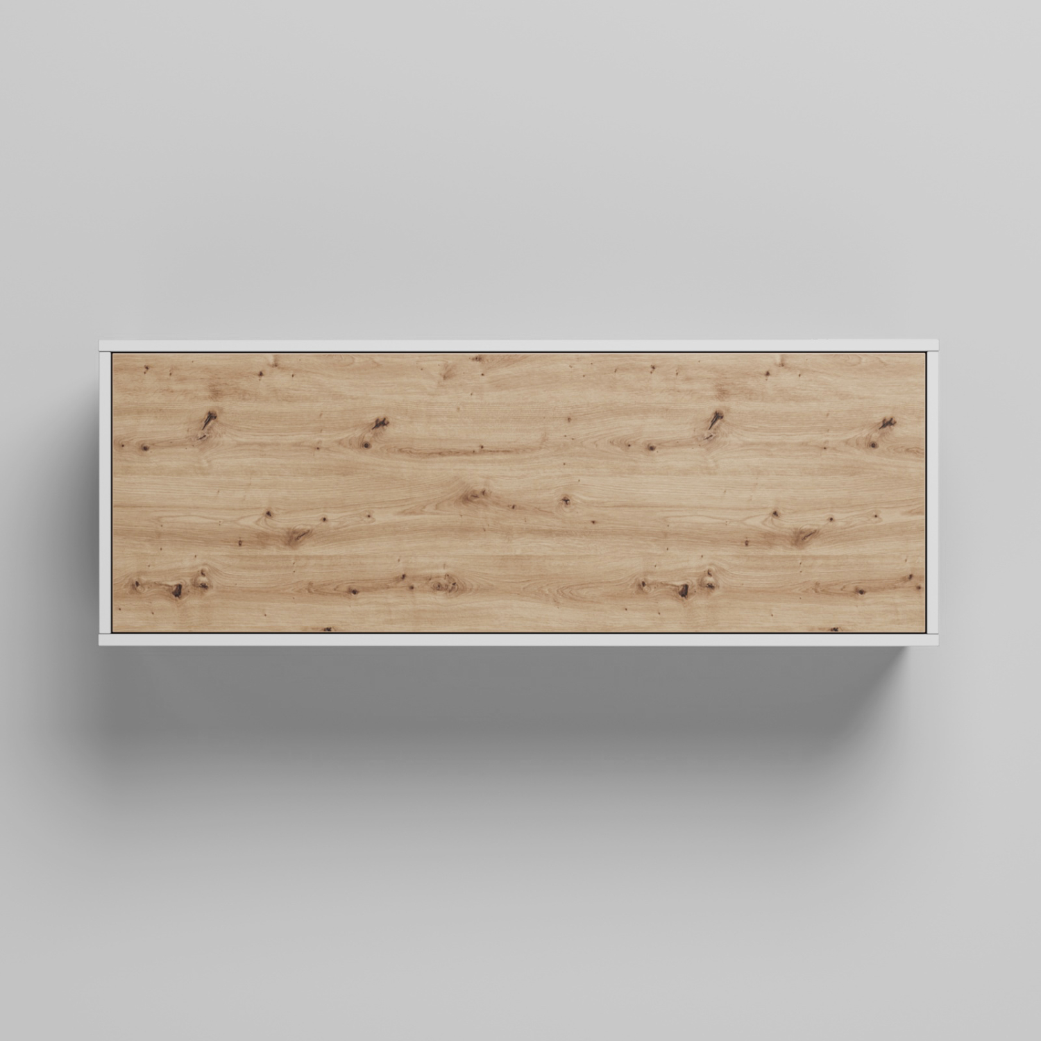 NORDIC overskab, lav model, 110cm – farve Skab: Hvid, Front: Vild Eg
