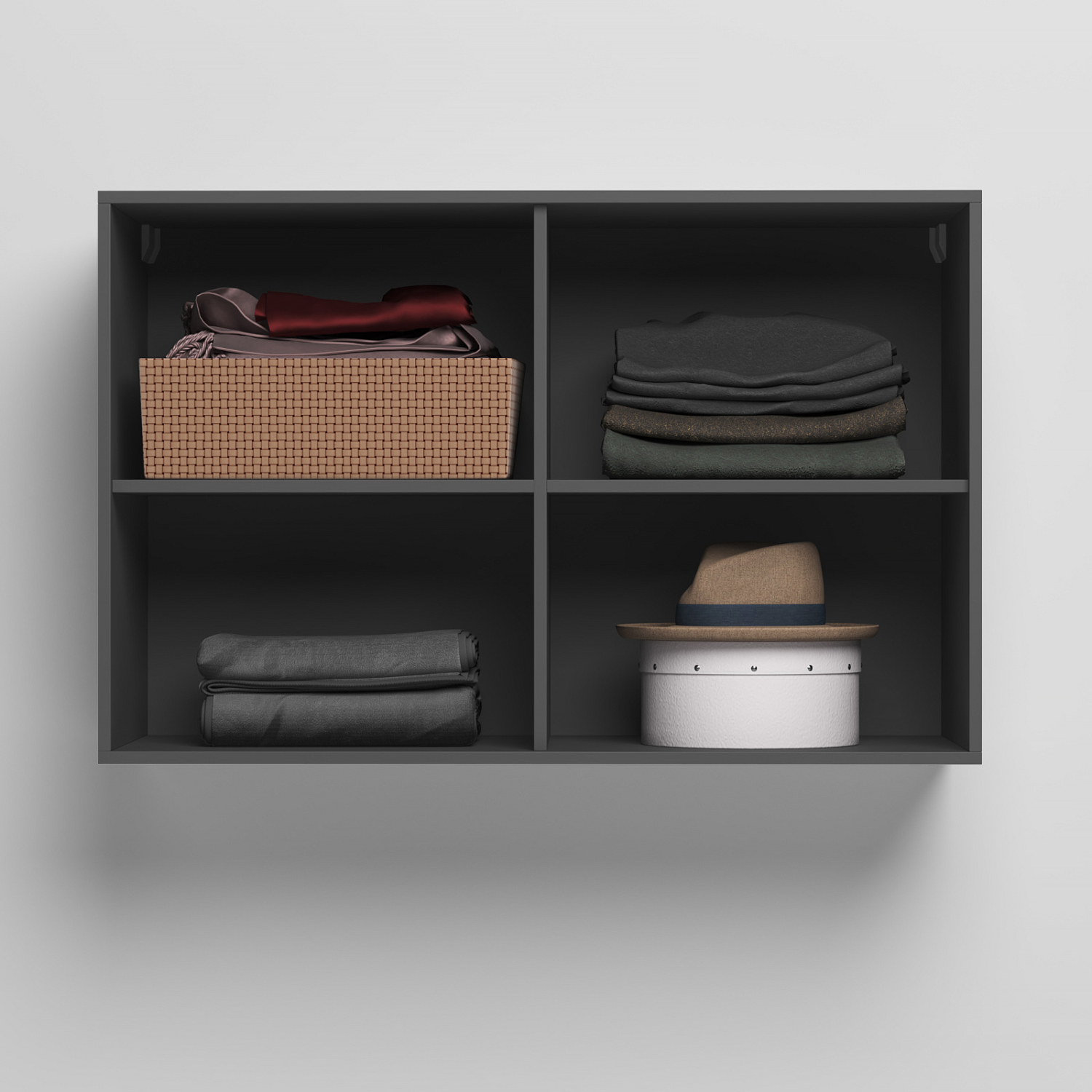 NORDIC overskab, høj model, 110cm – farve Skab: Antracit, Front: Vild Eg