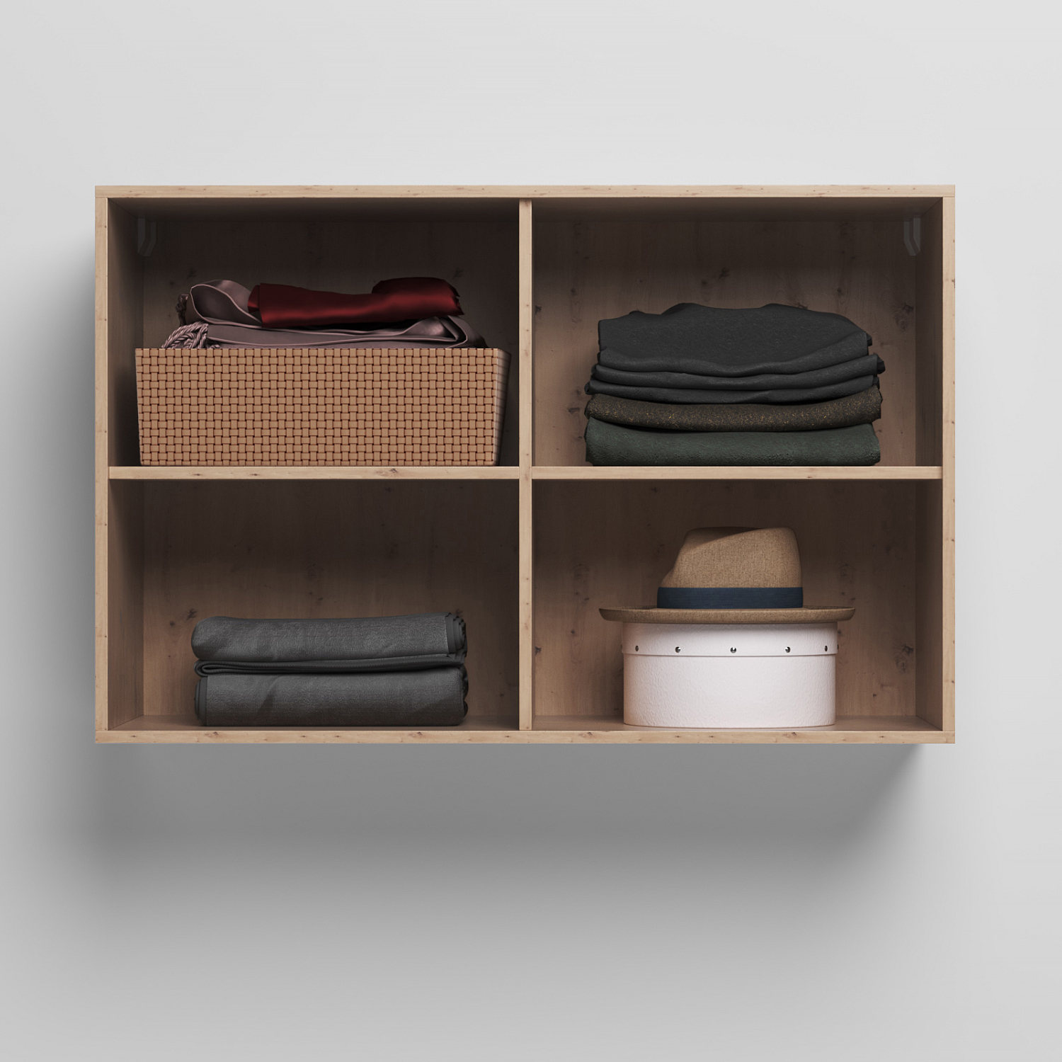 NORDIC overskab, høj model, 110cm – farve Skab: Vild Eg, Front: Hvid Højglans