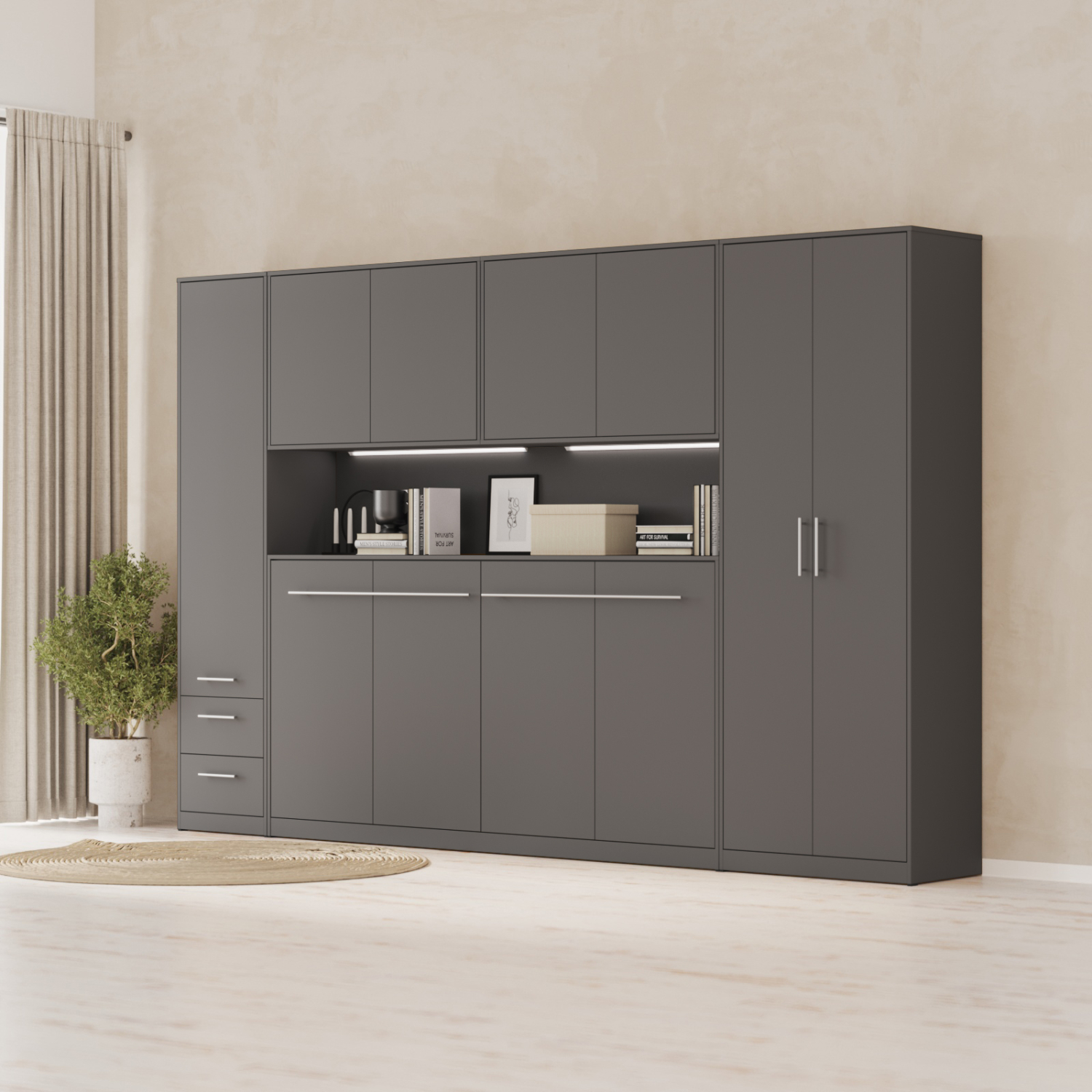 NORDIC overskab, høj model, 110cm – farve Skab: Antracit, Front: Antracit