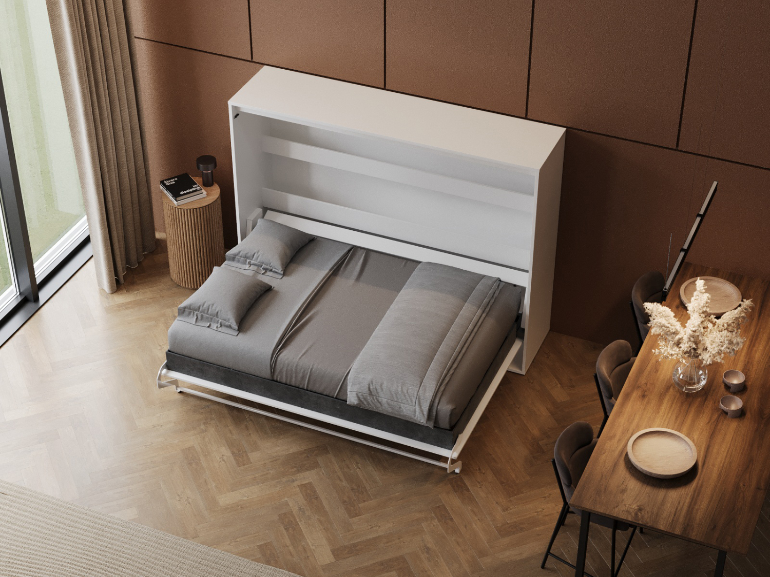 M2 skabsseng, lav model 160x200cm - farve Skab: Hvid, Front: Hvid