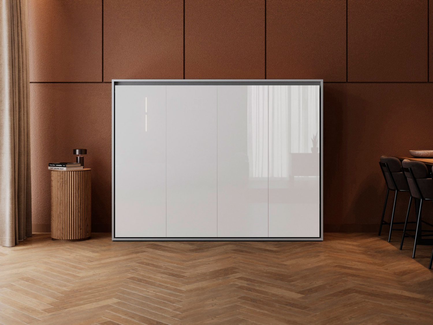 M2 Skabsseng Lav Model 160x200cm Farve Skab: Grå Front: Hvid Højglans