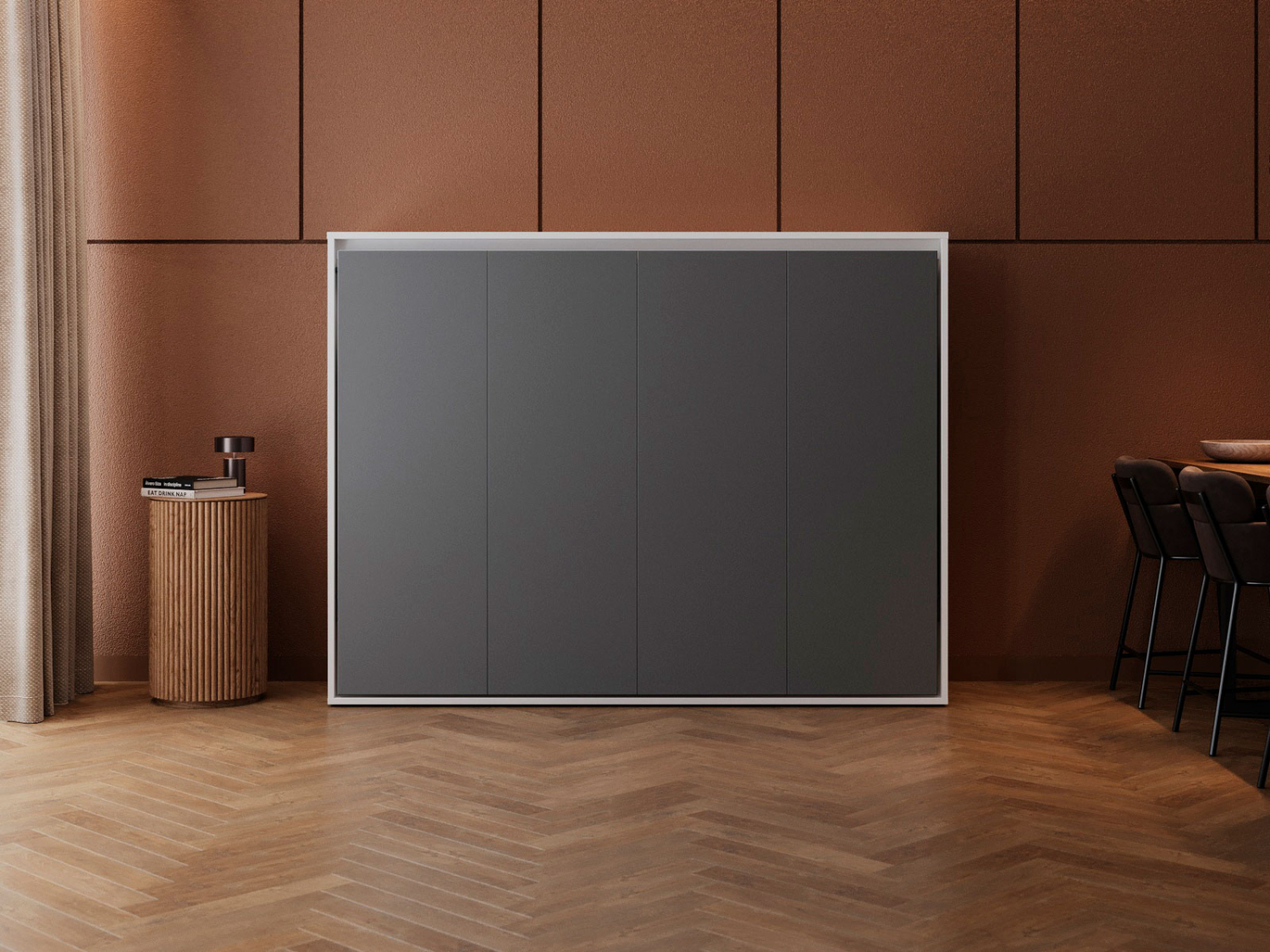 M2 Skabsseng Lav Model 160x200cm Farve Skab: Hvid Front: Antracit