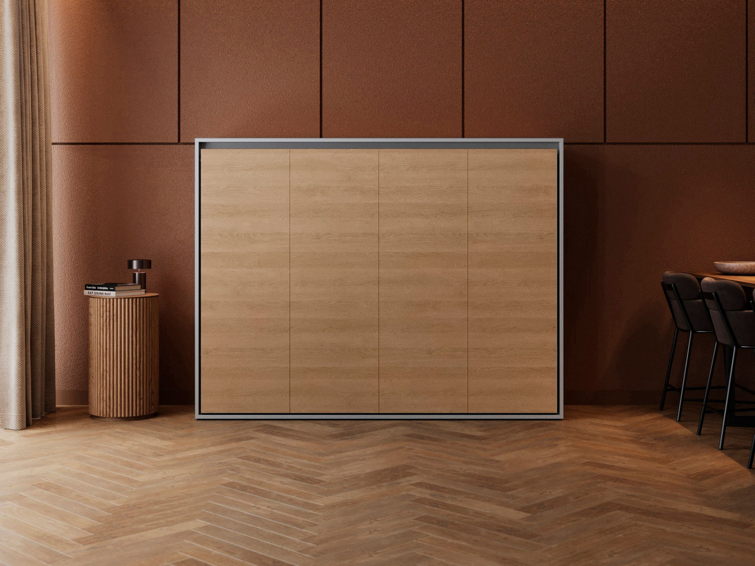 M2 Skabsseng Lav Model 160x200cm Farve Skab: Grå Front: Kejser Eg