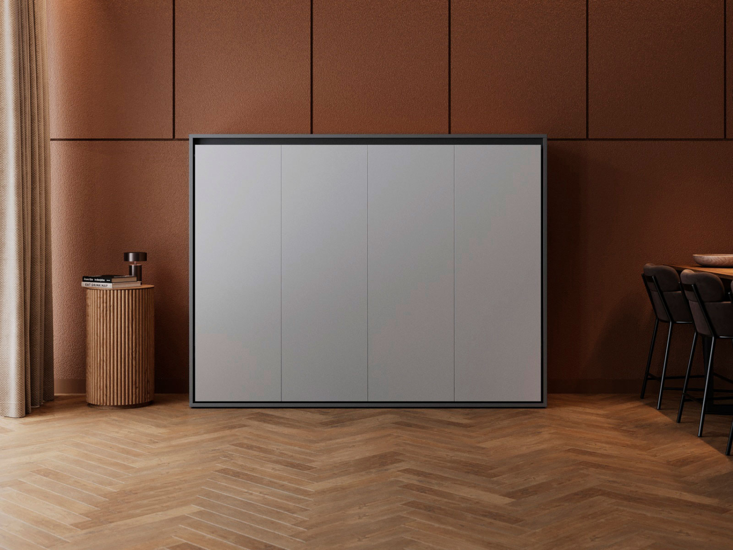 M2 Skabsseng Lav Model 160x200cm Farve Skab: Antracit Front: Grå