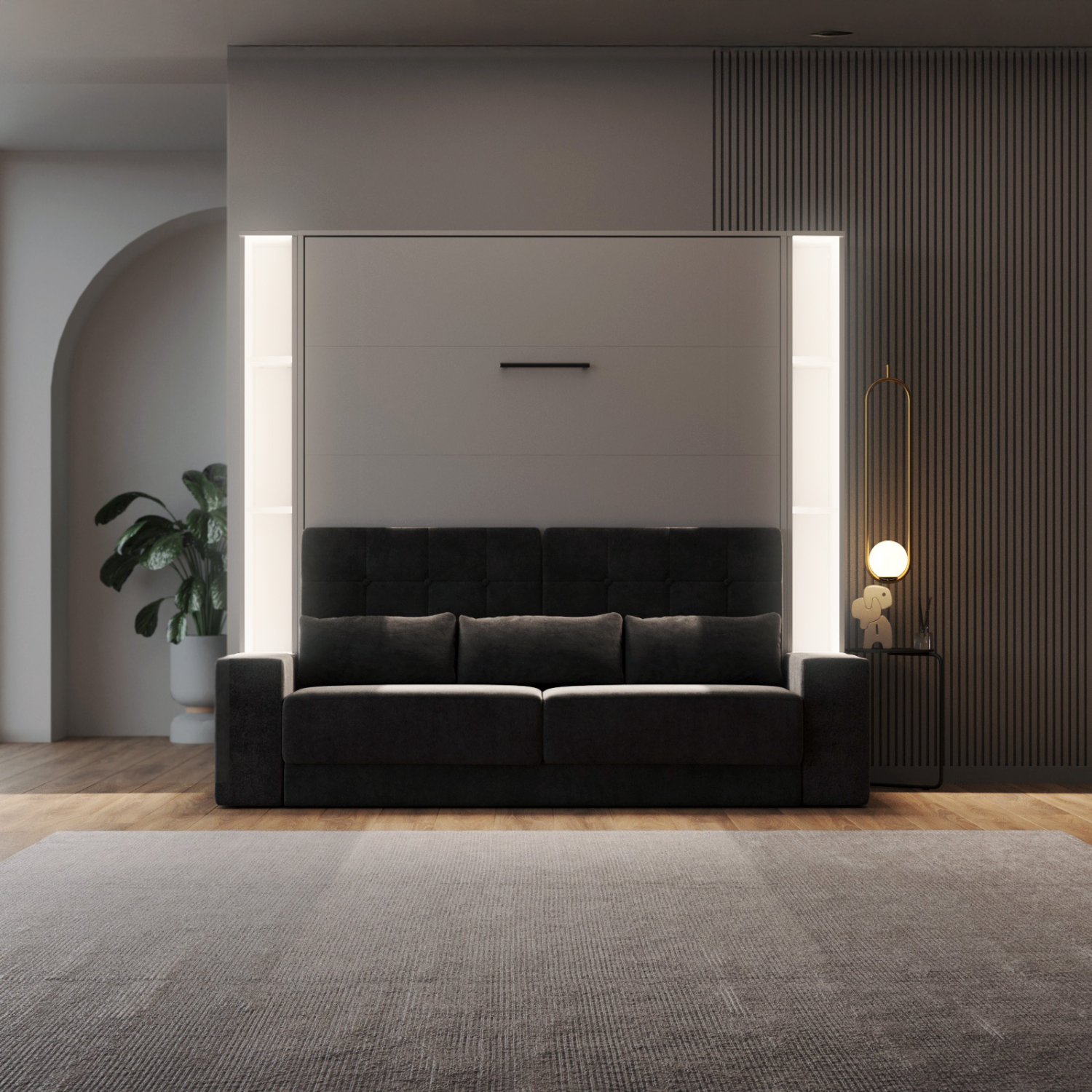 M1 reol med lys - farve Skab: Vild Eg, Front: Vild Eg