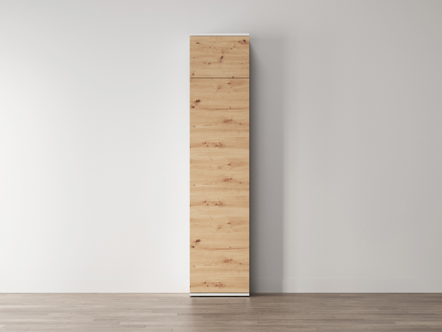 M1 skab, høj model, 50cm - farve Skab: Hvid, Front: Vild Eg