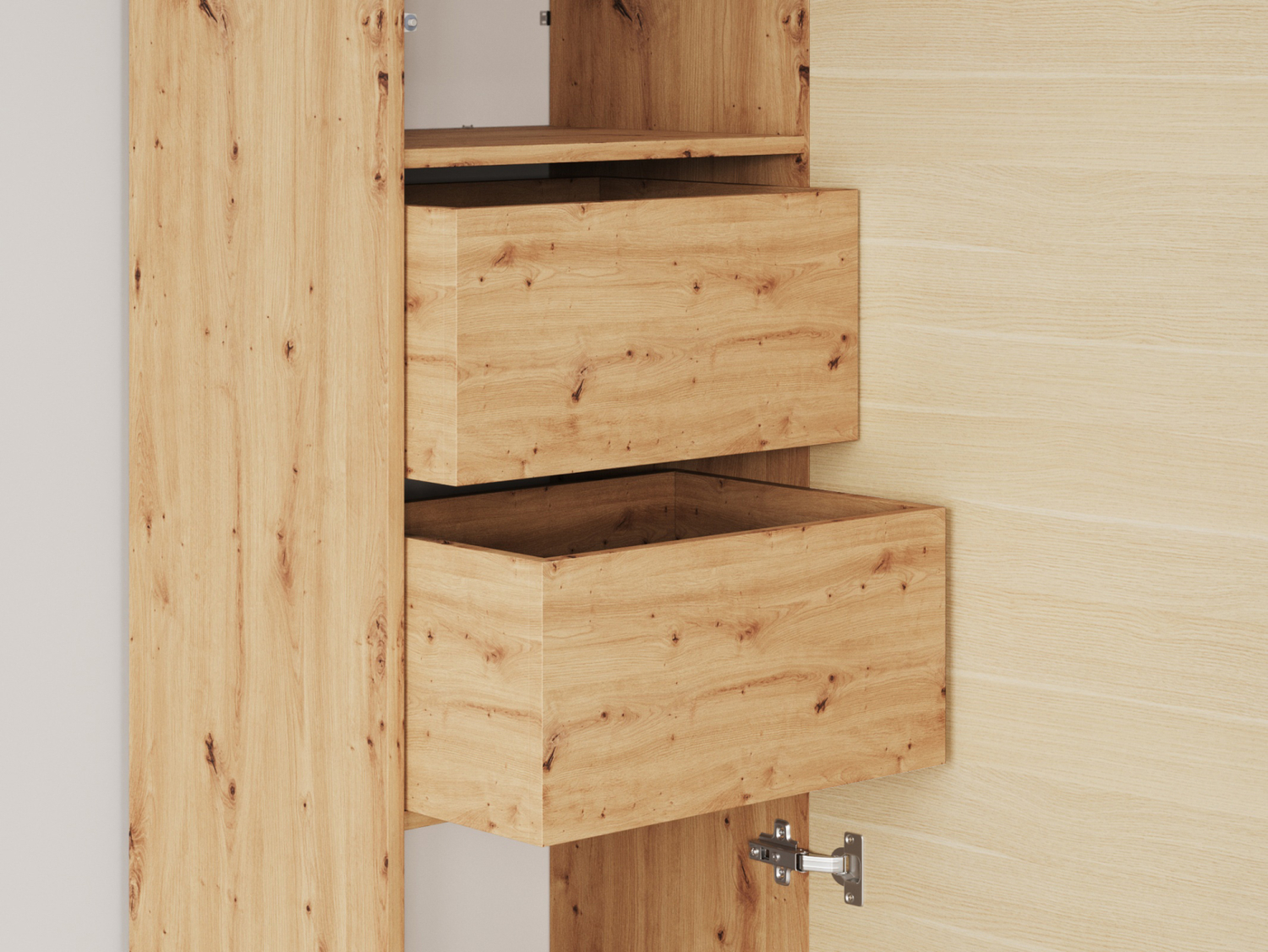 M1 skab, høj model, 50cm - farve Skab: Vild Eg, Front: Kejser Eg