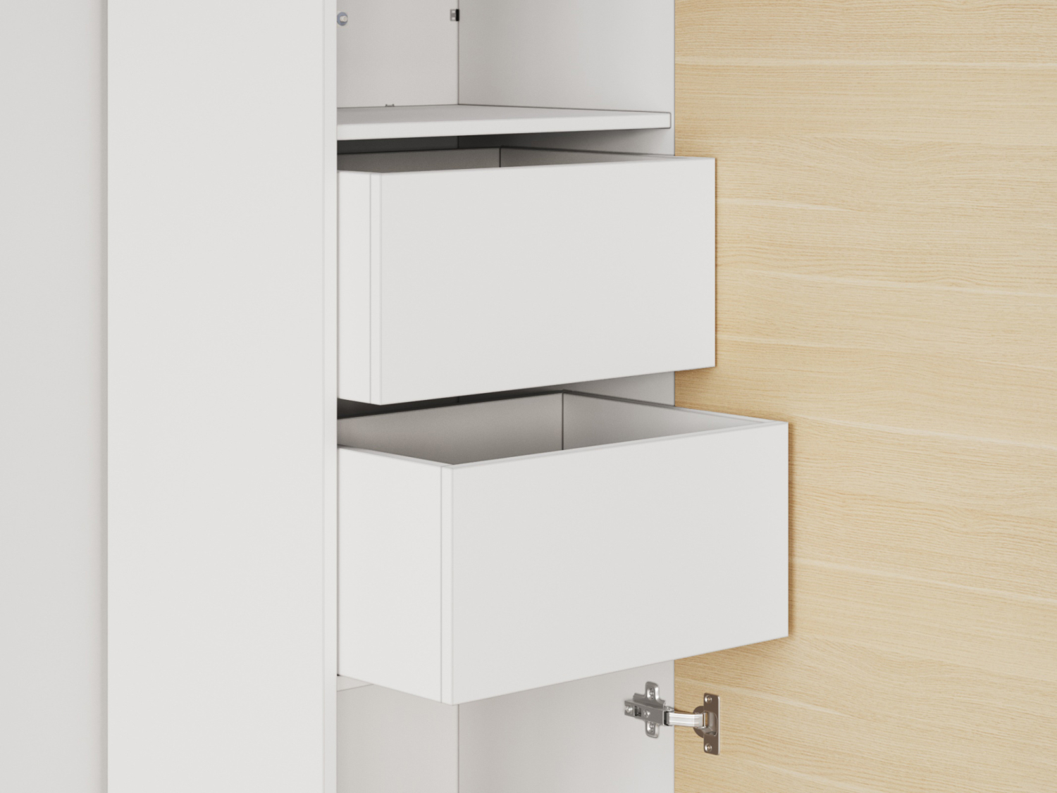 M1 skab, høj model, 50cm - farve Skab: Hvid, Front: Kejser Eg