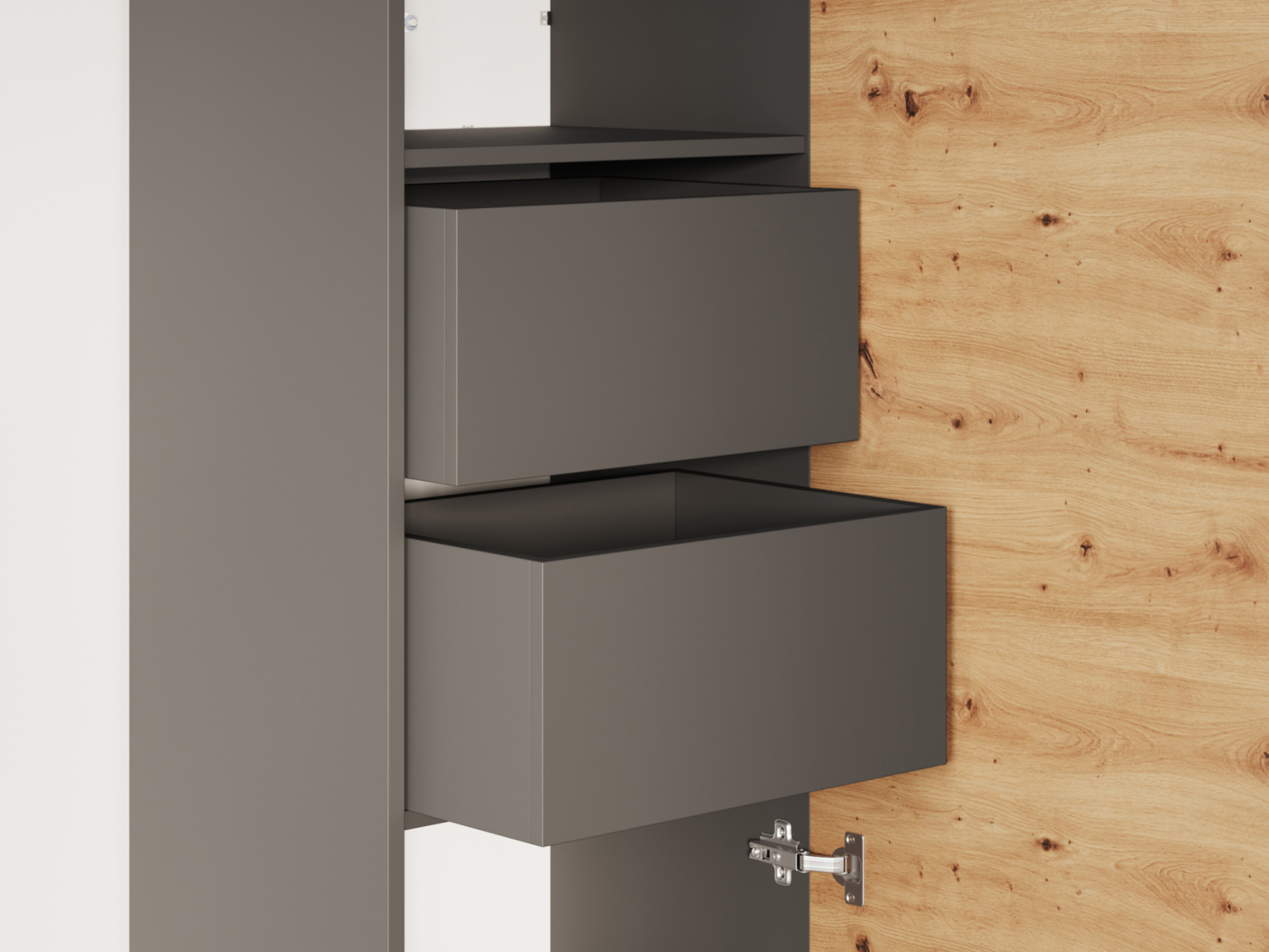 M1 skab, høj model, 50cm - farve Skab: Antracit, Front: Vild Eg