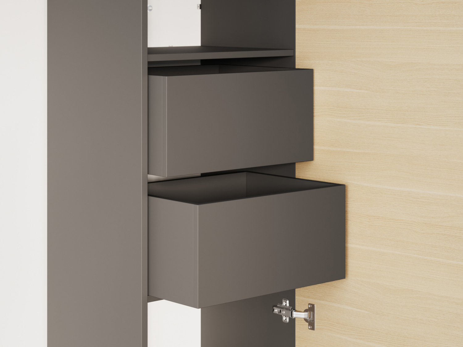 M1 skab, høj model, 50cm - farve Skab: Antracit, Front: Kejser Eg